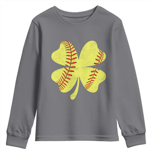 Softball St Patricks Day Irish Clover Sport Youth Sweatshirt TS11 Charcoal Print Your Wear