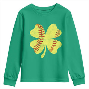 Softball St Patricks Day Irish Clover Sport Youth Sweatshirt TS11 Irish Green Print Your Wear