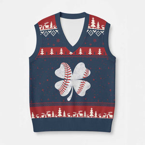 Funny Baseball St Patricks Day Vintage Clover V-Neck Knit Sweater Vest TS11 Navy Red Print Your Wear