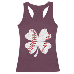 Funny Baseball St Patricks Day Vintage Clover Racerback Tank Top TS11 Maroon Print Your Wear