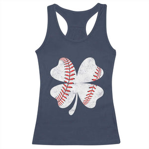 Funny Baseball St Patricks Day Vintage Clover Racerback Tank Top TS11 Navy Print Your Wear