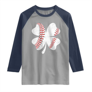 Funny Baseball St Patricks Day Vintage Clover Raglan Shirt TS11 Sport Gray Navy Print Your Wear