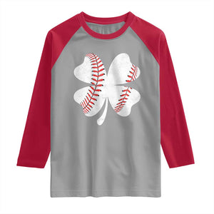 Funny Baseball St Patricks Day Vintage Clover Raglan Shirt TS11 Sport Gray Red Print Your Wear