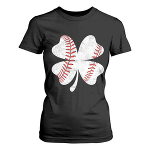 Funny Baseball St Patricks Day Vintage Clover T Shirt For Women TS11 Black Print Your Wear