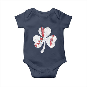 Funny Baseball St Patricks Day Distressed Shamrock Baby Onesie TS11 Navy Print Your Wear