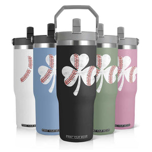 Funny Baseball St Patricks Day Distressed Shamrock Flip Straw Tumbler TS11 Print Your Wear