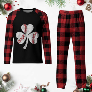 Funny Baseball St Patricks Day Distressed Shamrock Plaid Pajama Set TS11 Buffalo Plaid Print Your Wear