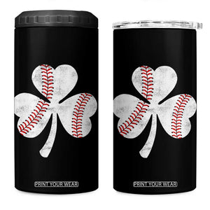 Funny Baseball St Patricks Day Distressed Shamrock 4 in 1 Can Cooler Tumbler TS11 One Size: 16 oz Black Print Your Wear
