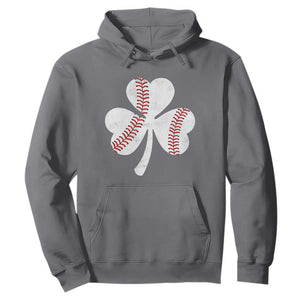 Funny Baseball St Patricks Day Distressed Shamrock Hoodie TS11 Charcoal Print Your Wear