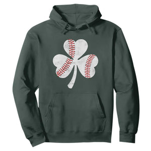 Funny Baseball St Patricks Day Distressed Shamrock Hoodie TS11 Dark Forest Green Print Your Wear