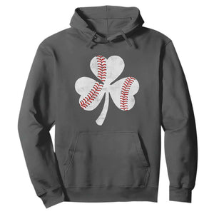 Funny Baseball St Patricks Day Distressed Shamrock Hoodie TS11 Dark Heather Print Your Wear