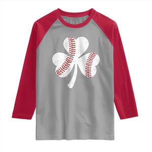 Funny Baseball St Patricks Day Distressed Shamrock Raglan Shirt TS11 Sport Gray Red Print Your Wear