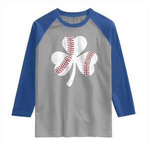 Funny Baseball St Patricks Day Distressed Shamrock Raglan Shirt TS11 Sport Gray Royal Print Your Wear