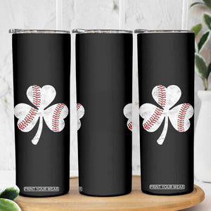 Funny Baseball St Patricks Day Distressed Shamrock Skinny Tumbler TS11 Print Your Wear