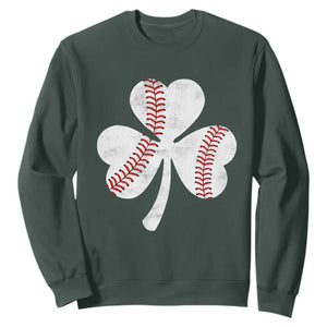Funny Baseball St Patricks Day Distressed Shamrock Sweatshirt TS11 Dark Forest Green Print Your Wear