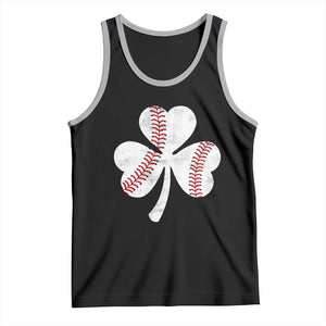 Funny Baseball St Patricks Day Distressed Shamrock Tank Top TS11 Black Athletic Heather Print Your Wear