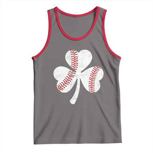 Funny Baseball St Patricks Day Distressed Shamrock Tank Top TS11 Deep Heather Red Print Your Wear