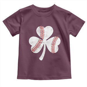 Funny Baseball St Patricks Day Distressed Shamrock Toddler T Shirt TS11 Maroon Print Your Wear