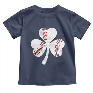 Funny Baseball St Patricks Day Distressed Shamrock Toddler T Shirt TS11 Navy Print Your Wear