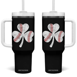 Funny Baseball St Patricks Day Distressed Shamrock Tumbler With Handle TS11 One Size: 40 oz Black Print Your Wear