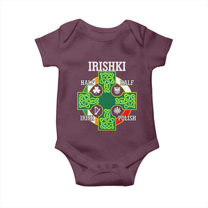 Irishki Half Irish Half Polish Baby Onesie Celtic Cross St Patricks TS11 Maroon Print Your Wear