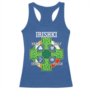 Irishki Half Irish Half Polish Racerback Tank Top Celtic Cross St Patricks TS11 Royal Blue Print Your Wear