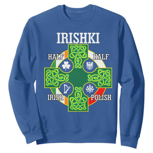 Irishki Half Irish Half Polish Sweatshirt Celtic Cross St Patricks TS11 Royal Blue Print Your Wear