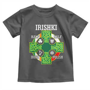 Irishki Half Irish Half Polish Toddler T Shirt Celtic Cross St Patricks TS11 Dark Heather Print Your Wear