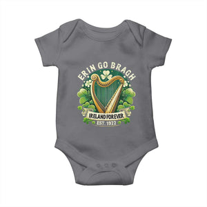 Irish Pride Baby Onesie Ireland Forever Erin Go Bragh Est 1922 Harp Shamrock TS11 Charcoal Print Your Wear