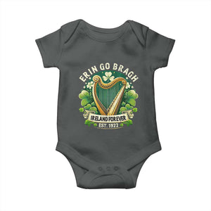 Irish Pride Baby Onesie Ireland Forever Erin Go Bragh Est 1922 Harp Shamrock TS11 Dark Heather Print Your Wear