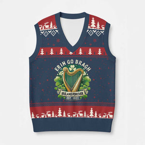 Irish Pride V-Neck Knit Sweater Vest Ireland Forever Erin Go Bragh Est 1922 Harp Shamrock TS11 Navy Red Print Your Wear