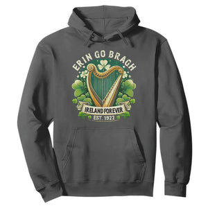 Irish Pride Hoodie Ireland Forever Erin Go Bragh Est 1922 Harp Shamrock TS11 Dark Heather Print Your Wear