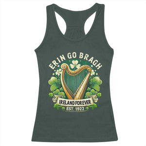 Irish Pride Racerback Tank Top Ireland Forever Erin Go Bragh Est 1922 Harp Shamrock TS11 Dark Forest Green Print Your Wear