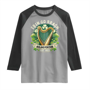 Irish Pride Raglan Shirt Ireland Forever Erin Go Bragh Est 1922 Harp Shamrock TS11 Sport Gray Black Print Your Wear