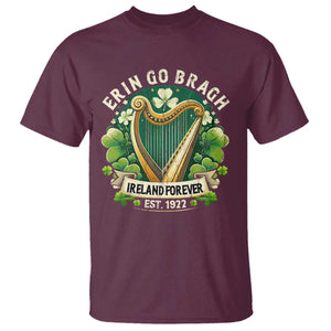 Irish Pride T Shirt Ireland Forever Erin Go Bragh Est 1922 Harp Shamrock TS11 Maroon Print Your Wear
