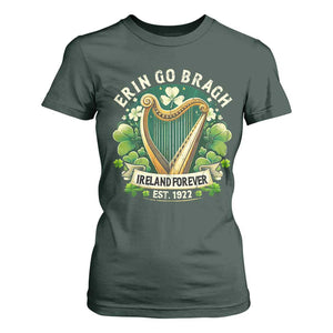Irish Pride T Shirt For Women Ireland Forever Erin Go Bragh Est 1922 Harp Shamrock TS11 Dark Forest Green Print Your Wear