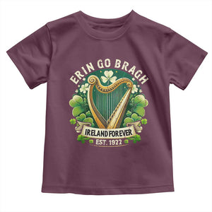 Irish Pride Toddler T Shirt Ireland Forever Erin Go Bragh Est 1922 Harp Shamrock TS11 Maroon Print Your Wear