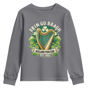 Irish Pride Youth Sweatshirt Ireland Forever Erin Go Bragh Est 1922 Harp Shamrock TS11 Charcoal Print Your Wear