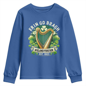 Irish Pride Youth Sweatshirt Ireland Forever Erin Go Bragh Est 1922 Harp Shamrock TS11 Royal Blue Print Your Wear
