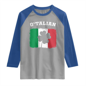 Funny Irish Italian St. Patrick's Day O'Talian Raglan Shirt TS11 Sport Gray Royal Print Your Wear