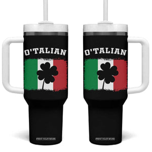 Funny Irish Italian St. Patrick's Day O'Talian Tumbler With Handle TS11 One Size: 40 oz Black Print Your Wear