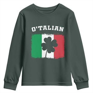 Funny Irish Italian St. Patrick's Day O'Talian Youth Sweatshirt TS11 Dark Forest Green Print Your Wear