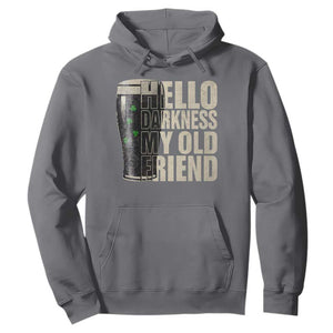 Funny St Patrick's Day Black Irish Beer Hoodie Hello Darkness My Old Friend Shamrock TS11 Charcoal Print Your Wear