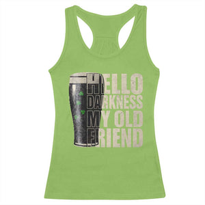 Funny St Patrick's Day Black Irish Beer Racerback Tank Top Hello Darkness My Old Friend Shamrock TS11 Lime Print Your Wear