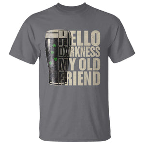 Funny St Patrick's Day Black Irish Beer T Shirt Hello Darkness My Old Friend Shamrock TS11 Charcoal Print Your Wear
