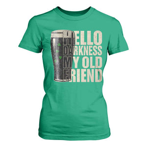 Funny St Patrick's Day Black Irish Beer T Shirt For Women Hello Darkness My Old Friend Shamrock TS11 Irish Green Print Your Wear