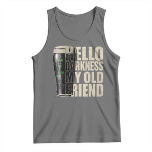 Funny St Patrick's Day Black Irish Beer Tank Top Hello Darkness My Old Friend Shamrock TS11 Black Heather Print Your Wear