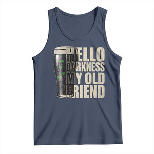 Funny St Patrick's Day Black Irish Beer Tank Top Hello Darkness My Old Friend Shamrock TS11 Navy Print Your Wear
