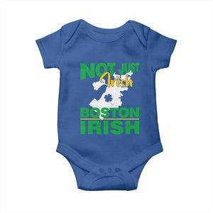 Funny Boston Irish Baby Onesie Not Just Irish Boston Irish Shamrock TS11 Royal Blue Print Your Wear