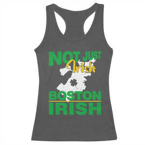 Funny Boston Irish Racerback Tank Top Not Just Irish Boston Irish Shamrock TS11 Dark Heather Print Your Wear